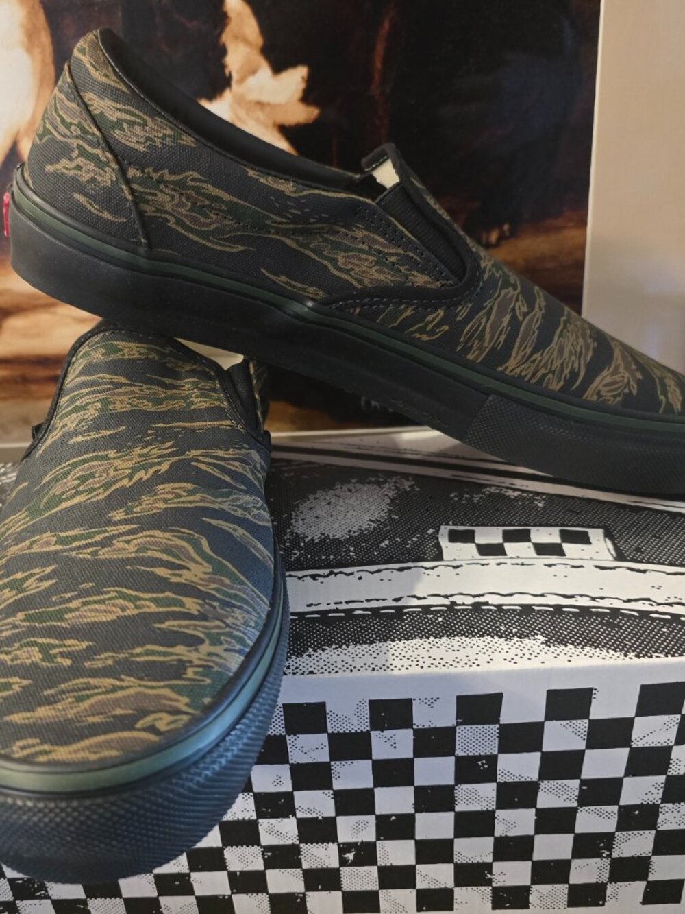 Vans Skate Slip-On Tiger Camo Black Shoes VN0A5FCA9L7 Men's Size 13 NEW